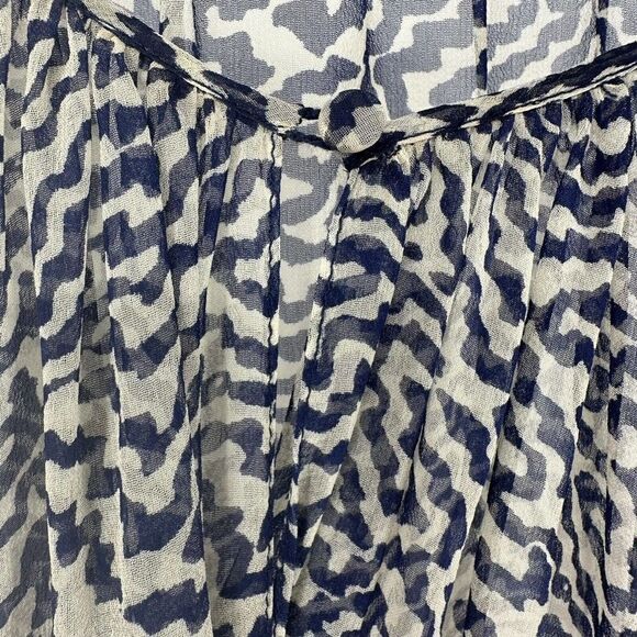 Elizabeth And James Top 100% Silk Long Balloon Sleeve Draped Size M Blue Blouse - Picture 5 of 7